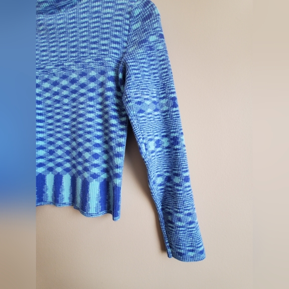 COPY - Urban Outfitters Blue shaded patterned Knit Cropped Turtleneck Sweater S - Picture 6 of 9